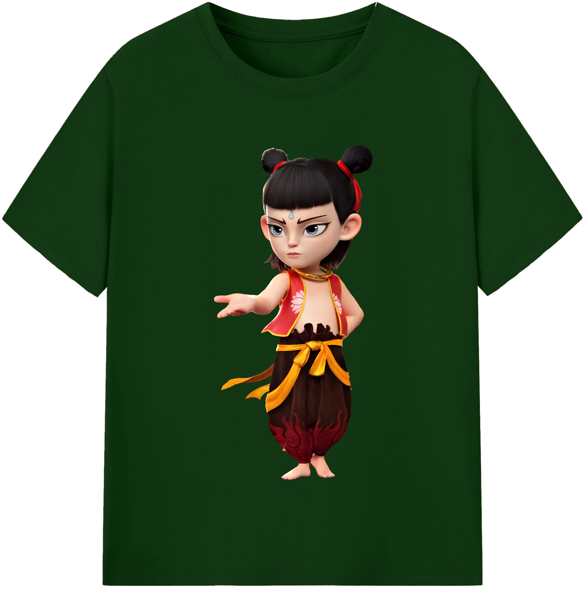 （画像用） Ne Zha 2 ナタ 魔童の大暴れ 綿100％半袖Tシャツ（フロントプリント）